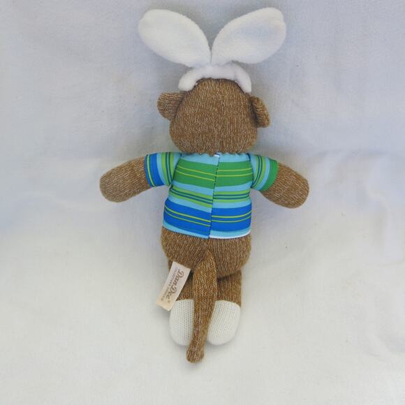 DAN DEE Sock Monkey Easter Bunny Plush Toy Stuffed Animal Cuddly Stuffie - Picture 3 of 5
